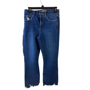 Loft denim jeans 8/29 curvy kick crop raw hems rn#140923